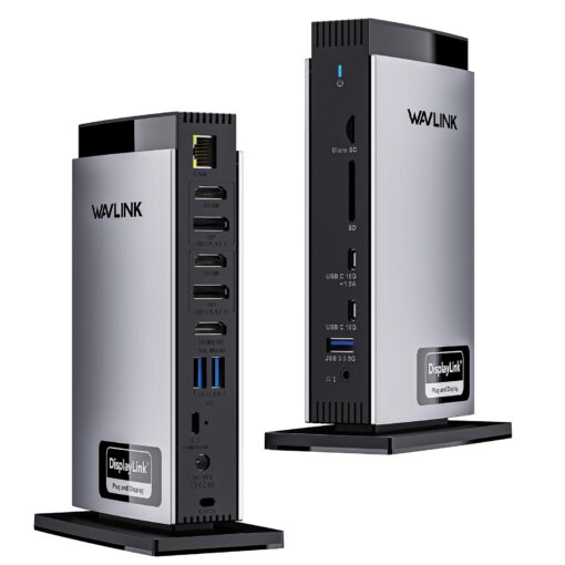 WAVLINK USB C DisplayLink Docking Station 15 in 1 with 3 HDMI,Laptop Docking Station Triple Monitor 4K60Hz,for M1 M2 M3 Mac and Windows,5 USB Ports, 2DP,Ethernet Port, Audio/Mic, SD/TF