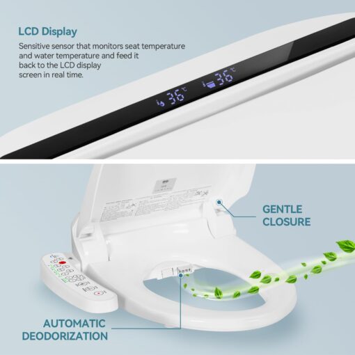 YOURLITE Bidet Toilet Seat Electric Warm Water Bidet with Warm Air Drying, Heated Seat Bidet with Self-cleaning Nozzle Temperature Adjustable White Toilet Seat - Image 6