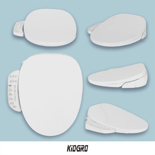 Electric Bidet Toilet Seat, Warm Water Bidet for Rear and Front Washing, Self-Cleaning Nozzle, Elongated V-shaped Heated Toilet Seat with Dryer, Touch Panel, SoftClose Lid, LED Light and Deodorization - Image 4