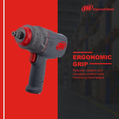 Ingersoll Rand 2236QTIMAX DXS2 1/2" Air Impact Wrench, Quiet, 1,500 ft-lb Torque, Titanium Hammer Case, Friction Ring Retainer, Pistol, Interchangeable Anvil, Multifunctional Tool - Image 6