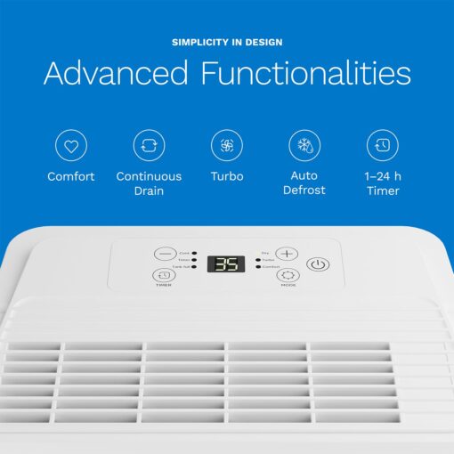 hOmeLabs 1,000 Sq. Ft Portable Dehumidifier - Ideal for Home Bedroom, Bathroom, Office and Small Sized Rooms - Ultra Quiet, Compact with Drain Hose Included - 8 pint - Image 4
