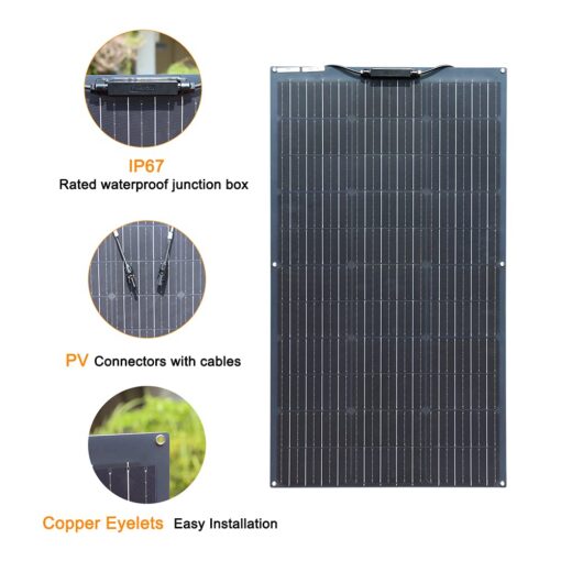 XINPUGUANG Flexible Solar Panel 100W,200W 12V Solar Panel Kit Monocrystalline Module,20A Charge Controller, Extension Cable，Alligator Clip Cable for Outdoor Off Grid Boat rv Trailer (200W) - Image 5