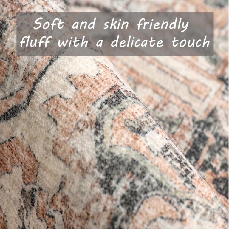CHAMPLANT Washable Area Rug 8x10 Retro Flowers Boho Design Non-Shedding Easy Care Ideal for High Traffic Areas in Living Room Bedroom Office Coffee Table Kitchen Large Carpet - Image 4