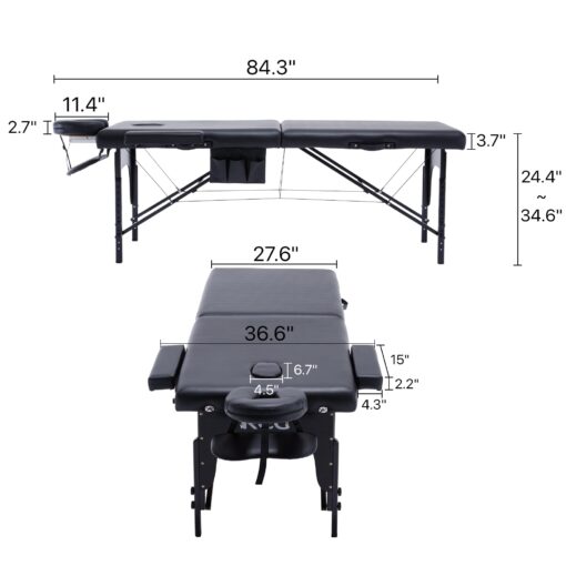 KCC Memory Foam Massage Table Premium Portable Foldable Massage Bed Height Adjustable, 84 Inches Long 28 Inchs Wide Home Salon Spa Bed Tattoo Table with Accessories &Carrying Case, Easy Set Up - Image 2