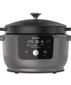 Instant Electric Round Dutch Oven, 6-Quart 1500W, From the Makers of Instant Pot, 5-in-1: Braise, Slow Cook, Sear/Sauté, Cooking Pan, Food Warmer, Enameled Cast Iron, Included Recipe Book, Black