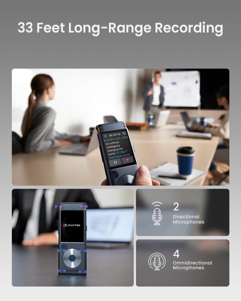 iFLYTEK Offline Voice Recorder with Playback, Secure Digital Recorder with AI Transcription, 5-Language Voice-to-Text, Noise Reduction, AI Voice Recorder for Meetings, Interviews, Learning - Image 6