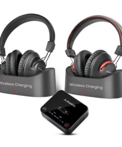 Avantree HT41899 Plus 2 [2025 Upgrade] - Dual Bluetooth 5.3 Wireless Headphones for TV Watching with Transmitter & Charging Docks, aptX Adaptive & Low Latency, Compatible with Optical & 3.5mm AUX TVs