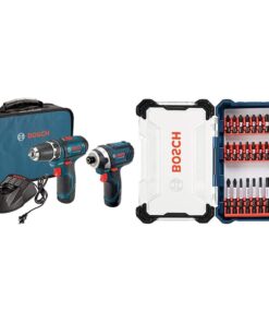 BOSCH 12V Max Cordless Drill/Driver and Impact Driver Combo Kit with Assorted Impact Tough Screwdriving Custom Case System Set