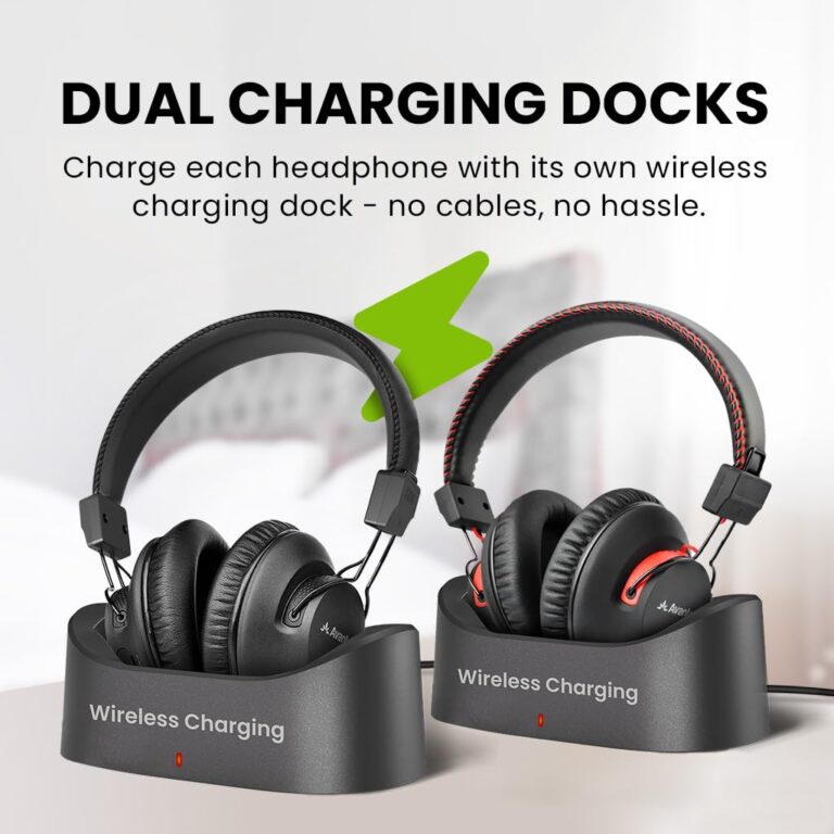 Avantree HT41899 Plus 2 [2025 Upgrade] - Dual Bluetooth 5.3 Wireless Headphones for TV Watching with Transmitter & Charging Docks, aptX Adaptive & Low Latency, Compatible with Optical & 3.5mm AUX TVs - Image 4