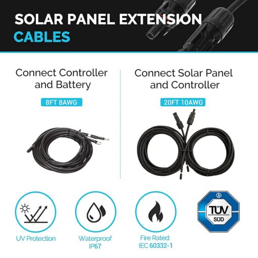Renogy 200 Watt 12 Volt Monocrystalline Solar Panel Starter Kit with 2 Pcs 100W Solar Panel and 30A PWM Charge Controller for RV, Boats, Trailer, Camper, Marine ,Off-Grid System - Image 5
