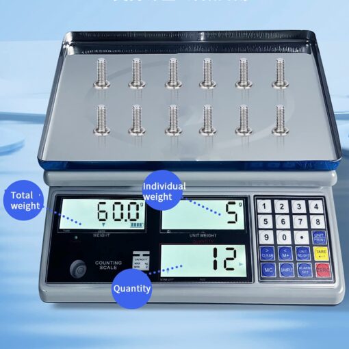 JAJKAFCL 0.1g High-Precision Electronic Scale Industrial Counting Weighing LCD Display Tare Function Platform Scale for Fruits Veggi Scale Weighing Balance(6kg/0.1g) - Image 8