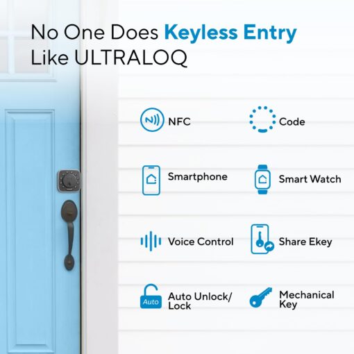 ULTRALOQ Bolt NFC Smart Lock, Built-in WiFi Keyless Entry Door Lock with Door Sensor, Smart WiFi Deadbolt, Smart Home Automation, 10 Months Battery, IP65 Waterproof - Image 4