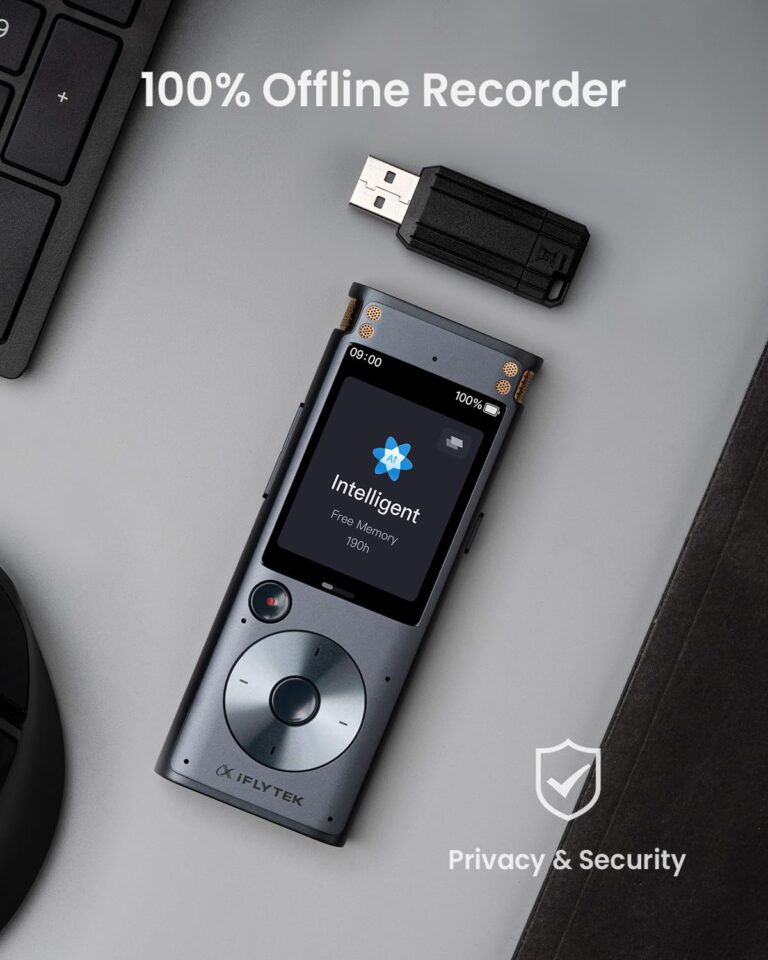 iFLYTEK Offline Voice Recorder with Playback, Secure Digital Recorder with AI Transcription, 5-Language Voice-to-Text, Noise Reduction, AI Voice Recorder for Meetings, Interviews, Learning - Image 7
