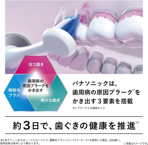 Panasonic EW-DP36 Doltz High Grade Model 3 Modes Bluetooth Electric Toothbrush AC100-240V Shipped from Japan Released in 2022 (Wht) - Image 3