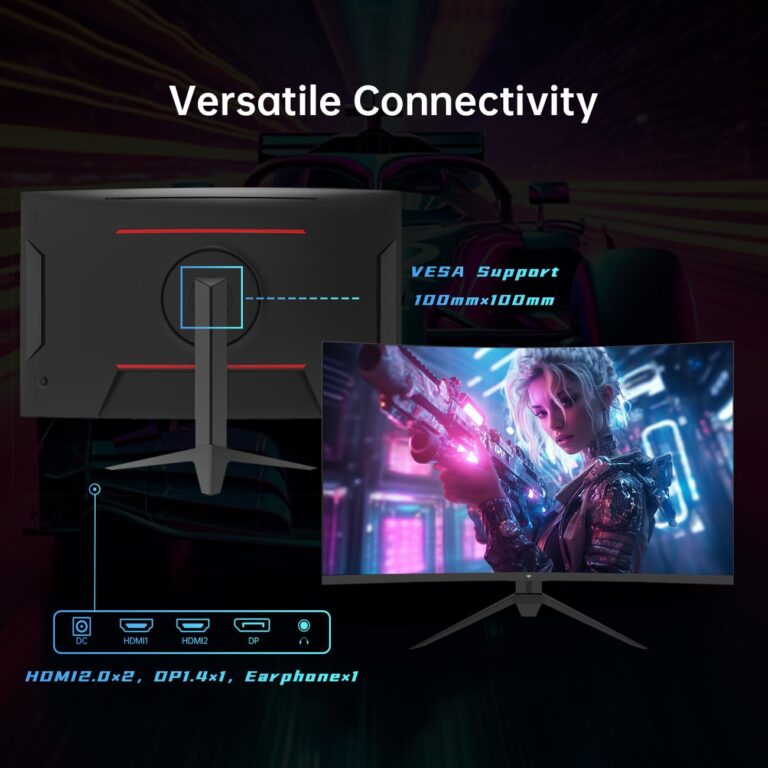 KTC 32 Inch Curved Gaming Monitor, FHD 1080P 165Hz PC Monitor, 1500R, 122% sRGB with HDR, FreeSync Premium, HDMI 2.0x2, DisplayPort 1.4, VESA Compatible, Tilt Adjustable, Eye Care, H32S17C - Image 3