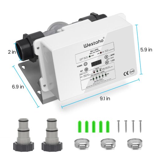 Saltwater Pool System, Westaho Salt Chlorine Generator with USA Titanium Cell for Above Ground Pools Up to 15,000 Gallons, Compatible with Intex Pool, IP 66 Waterproof - Image 3