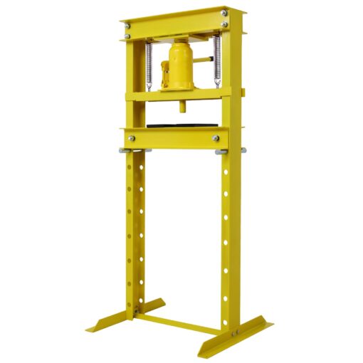 12 Ton Hydraulic Press, H-Frame Garage Floor Adjustable Shop Press with Stamping Plates to Bend, Straighten, Or Press Parts, Install Bearings & U-Joints, Yellow - Image 8