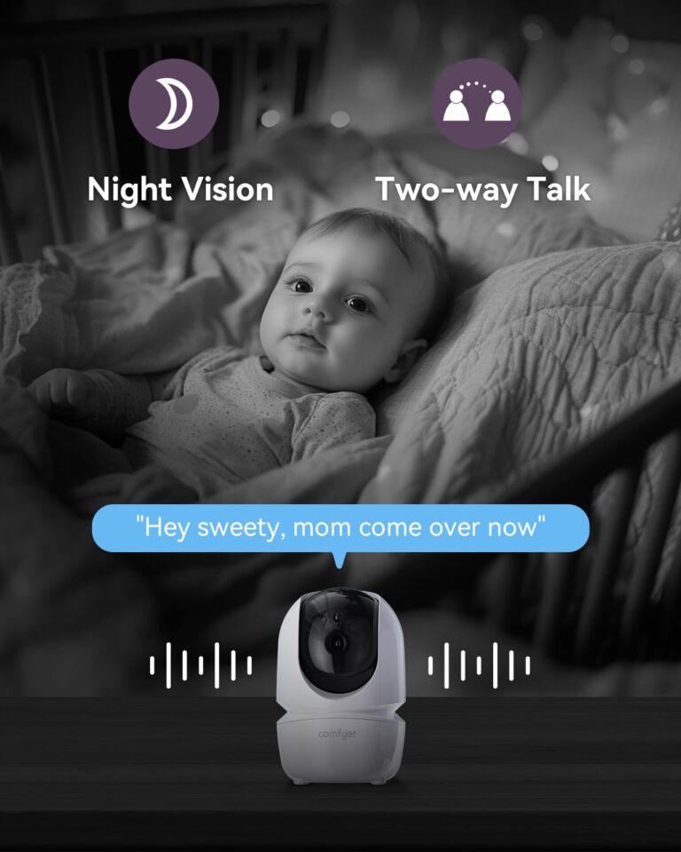 Comfyer Split-Screen Baby Monitor with 2 1080P Cameras, 7" HD 720P Baby Monitor No WiFi with a Flexible Bracket, Video Baby Monitor with Camera and Audio, 2 Way Audio, Remote PTZ, Auto Night Vision - Image 4