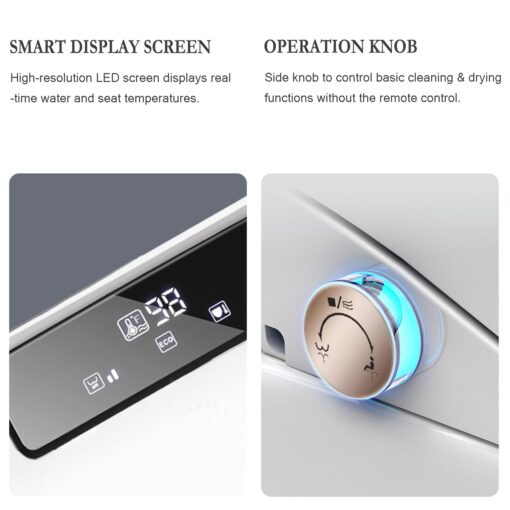 XCQQ Bidet Toilet Seat Round, Bidet with Warm Water and Air Dryer, Heated Toilet Seat, Multiple Spray Modes for Family Members, Self Cleaning Nozzle, Night Light, Remote Control - Image 5