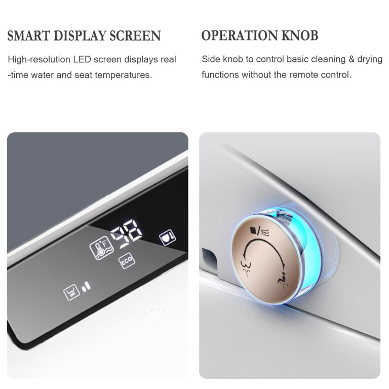 XCQQ Bidet Toilet Seat Elongated, Bidet with Warm Water and Air Dryer, Heated Toilet Seat, Multiple Spray Modes for Family Members, Self Cleaning Nozzle, Night Light, Remote Control - Image 5