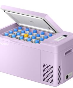 BougeRV Purple 23Quart Portable Refrigerator, 12 Volt Fridge 22L, Portable Freezer Compressor Cooler 12/24V DC 110~240 Volt AC for Truck Van RV Camper -7℉~50℉