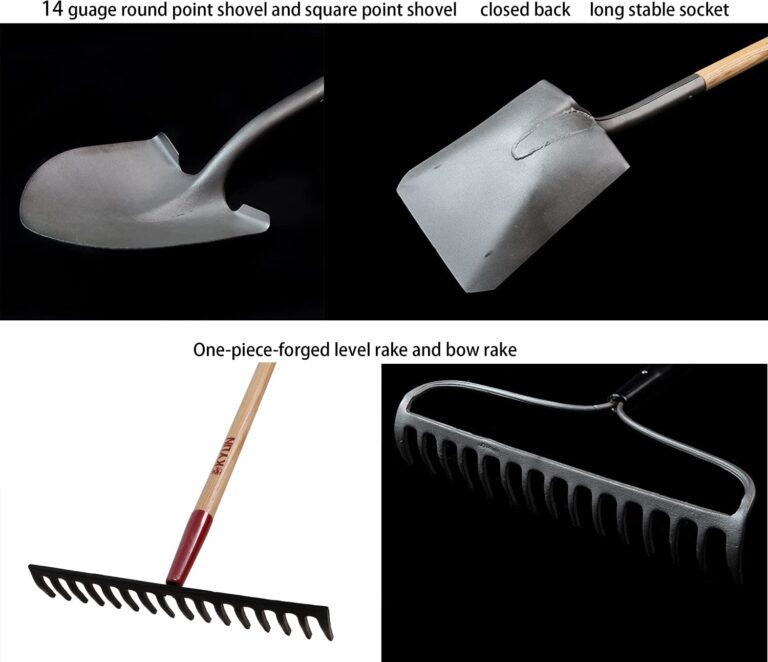 KYLIN Landscaping Shovel Rake Tools Set Heavy Duty Yard Digging Shovels Garden Hoe Long Ash Handle Forged Scraper Bush Hook for Professional-Grade 8 Pieces Lawn Tools - Image 6