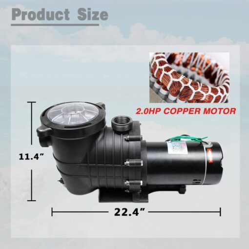 TRUPOW 2.0HP 110GPM Swimming Pool Pump 110V Garden InGround and Above Ground Pool Water Pump with Strainer Filter Basket - Image 6