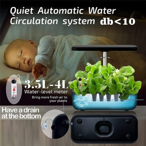QAZWSXED Hydroponics Growing System, 12 Pods Indoor Herb Garden with Grow Light, Smart Garden Germination Kit, Automatic Timer & Height Adjustable, for Home Kitchen Gardening White - Image 2