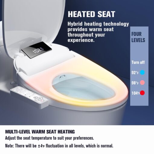 WLJBIDET Upgrade Bidet Toilet Seat Round, Rear and Feminine Wash, Unlimited Warm Water, Heated Seat, Warm Air Drying, Soft Close Lid, Sense Seat, Smart Bidet Seat Round Requires Electricity - Image 6