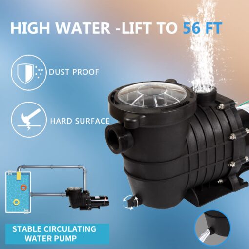 TOPWAY 2HP 110v Swimming Pool Pump 111GPM Filter Garden lnground and Above Ground Pools Water Pump - Image 4