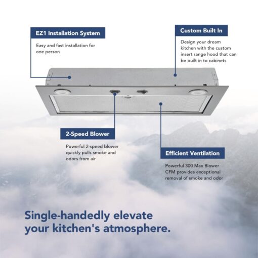 Broan-NuTone PM300SS Custom Power Pack Range Hood Insert with 2-Speed Exhaust Fan and Light, 300 Max Blower CFM, Stainless Steel, 21-Inch Built - Image 6
