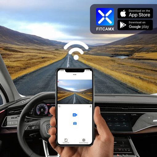 Fitcamx 4K Dash Cam Adapts for Audi 2019-2024 A4 A6 Allroad A3 A5 Q5 S4 S6 Q7 A8 Q8 S8 TT A7 S5 Q3 e-tron (Model A), Car Video Recorder, 2160P UHD Video, OEM Look, WiFi & APP, Parking Mode, 64GB Card - Image 2
