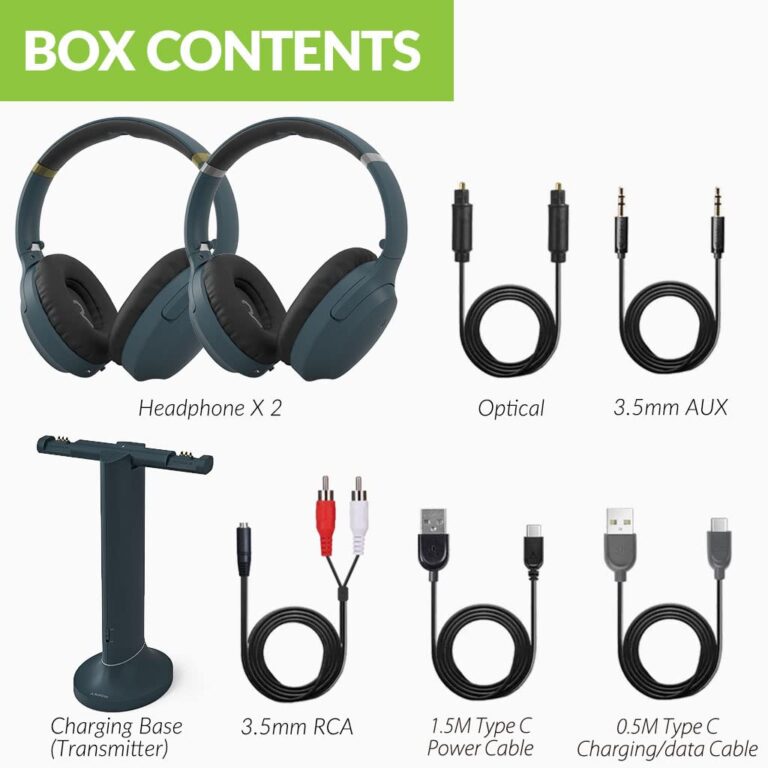 Avantree Duet - Dual Wireless Headphones for TV Watching with Transmitter/Charging Stand 2-in-1, Clear Dialogue Mode & Volume Boost for Seniors, Scalable to 100 Headphones - Blue - Image 2