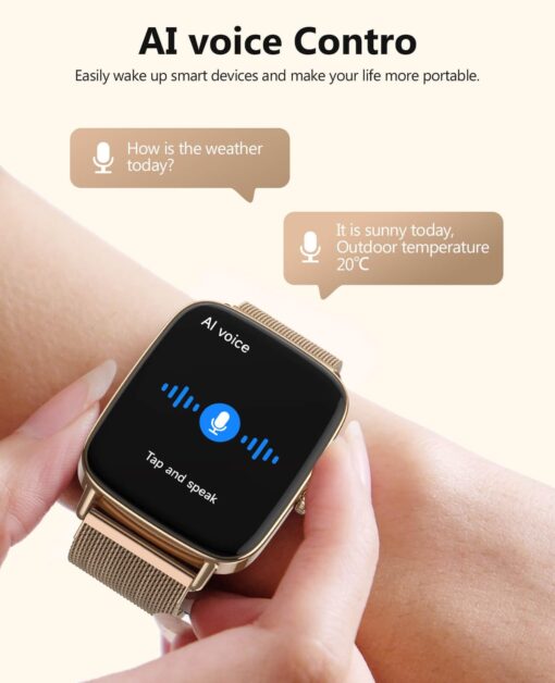 2025 Smart Watches for Women, 1.85" AI Voice Smartwatch, 24/7 Heart Rate Monitor, Stress/SpO2/Sleep Tracker, IP68 Waterproof, Weather, 100+ Sports Fitness Tracker for Android iOS Glod Metal - Image 6