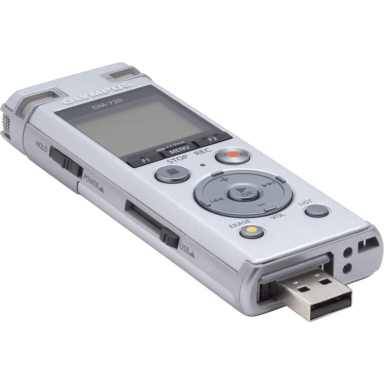 OM SYSTEM OLYMPUS Voice Recorder DM-720 with 4GB, Micro SD Slot, USB Charging, Direction PC Connection, Transcription Mode, Silver - Image 2