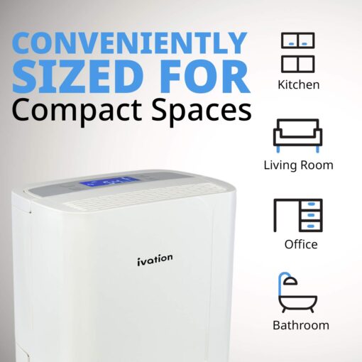 Ivation 14.7 Pint Compressor Dehumidifier – Small and Compact with Continuous Drain Hose for Smaller Spaces, Bathroom, Attic, Crawlspace and Closets - for Spaces Up to 320 Sq/Ft - Image 6