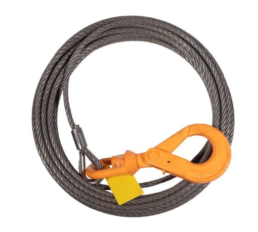 Mytee Products 1/2" x 150' Winch Cable Rope Wrecker Tow Truck Rollback - Steel Core w/Hook, 23,600 lbs Breaking Strength
