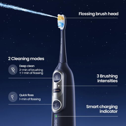 Soocas NEOS II - Electric Toothbrush with Water Flosser, Sonic Electric Toothbrush for Adults, Cordless Flossing Toothbrush, 100% Plaque Removal, 30-Day Battery Life, Dark Violet - Image 5