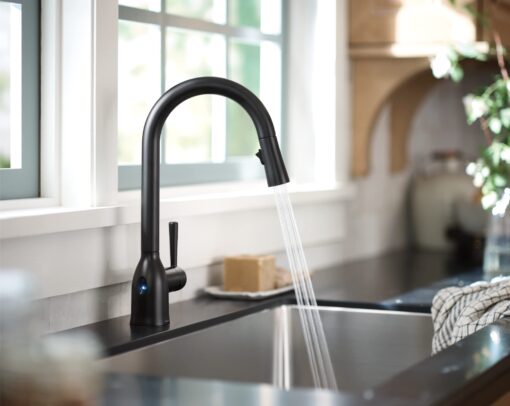 Moen Adler Matte Black Motionsense Wave Sensor Touchless One Handle Pulldown Kitchen Faucet Featuring Power Clean, 87233EWBL - Image 3