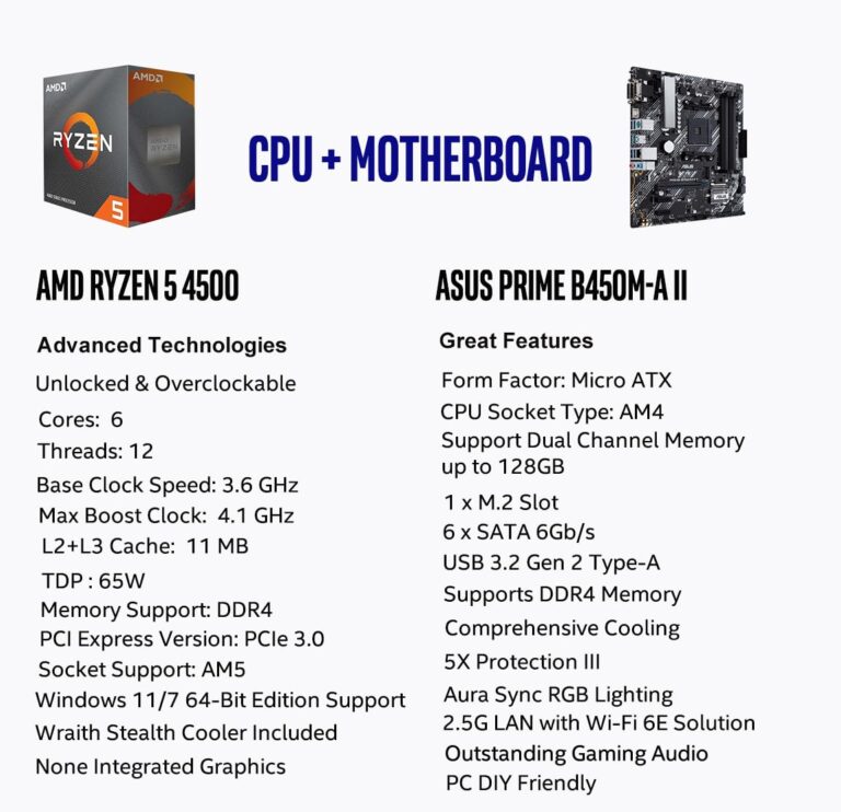 MICRO CENTER AMD Ryzen 5 4500 Desktop Processor with ASUS Prime B450M-A II AMD AM4 Micro ATX Motherboard - Image 7