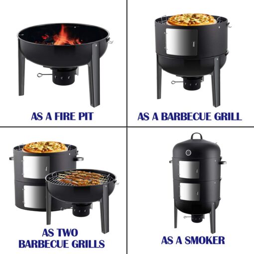Realcook Charcoal BBQ Smoker Grill - 20 Inch Vertical Smoker for Outdoor Cooking Grilling - Image 7