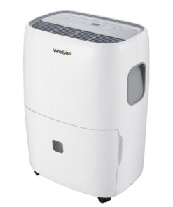 Whirlpool Energy Star 50-Pint Portable Dehumidifier with Built-in Pump, Auto-Shutoff and Timer, Home Dehumidifier and Moisture Absorber For Basement, Garage, Living Room in White
