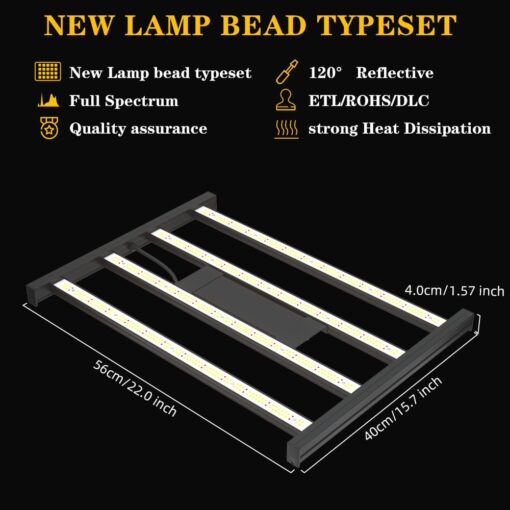 CANAGROW CG2400 LED Grow Light for Indoor Plants 4x4ft Coverage with High Yield Diodes, Sunlike Full Spectrum Dimmable Growing Lamps for Hydroponic Indoor Seeding Veg Bloom Greenhouse - Image 2