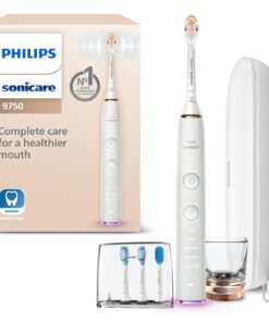 Philips Sonicare DiamondClean Smart 9750 Electric Toothbrush, Sonic Toothbrush with App, Pressure Sensor, Brush Head Detection, 5 Brushing Modes and 3 Intensity Levels, Rosegold, HX9924/67