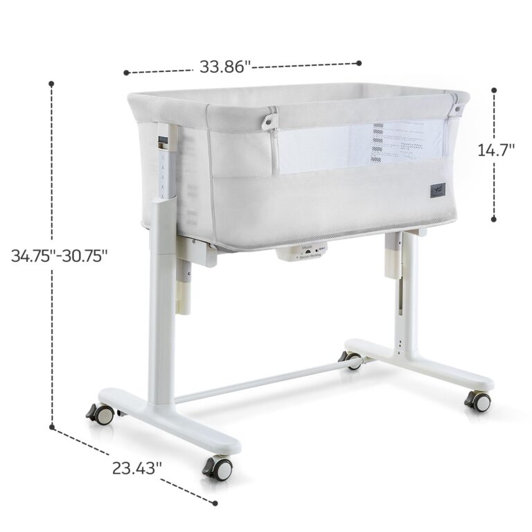 VaVaSoo Rocking Bassinet for Baby Automatic Bedside Crib Electric Cradle 5 Heights Adjustable Bedside Sleeper for Babies Infant Smart Auto Rocking Crib 3 in 1 Bassinet on Wheels, White - Image 4