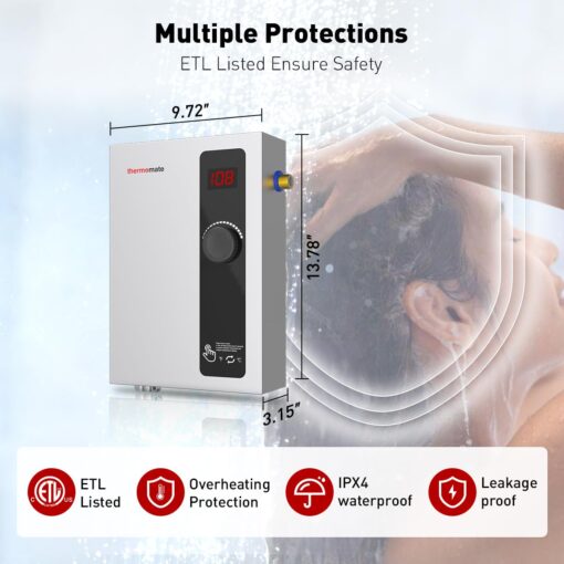 ThermoMate Tankless Water Heater Electric, 11kW at 240 Volt, On Demand Instant Hot Water Heater for Point of Use, Self-Modulating Save Energy, Save Space, 2.15GPM at 35°F Rise - Image 4
