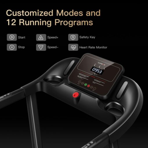 CURSOR FITNESS Home Folding Treadmill with Pulse Sensor, 2.5 HP Quiet Brushless, 7.5 MPH, 265 LBS Capacity - Image 6