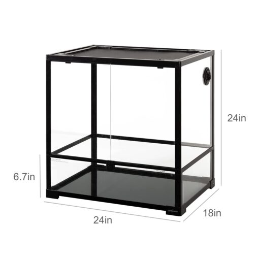 REPTIZOO 45 Gallon Glass Reptile Terrarium 24" x 18" x 24" Knock-Down Reptile Tank with Double Hinge Door and Top Screen Ventilation Easy Assembly Terrarium - Image 7