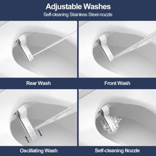 ZMJH 236 Bidet Toilet Seat, Elongated Smart Unlimited Warm Water, Vortex Wash, Electronic Heated, Warm Air Dryer, Rear and Front Wash, LED Light, Need Electricity, White (Elongated) - Image 8