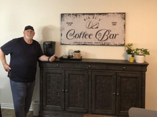 Tailored Canvases Custom Coffee Bar Sign - Small and Large Canvas Wall Art Decor Signage for Home, Kitchen, Coffee Station, Business and Office - Personalized Grey Rustic Coffee Beans, 48x24in - Image 2